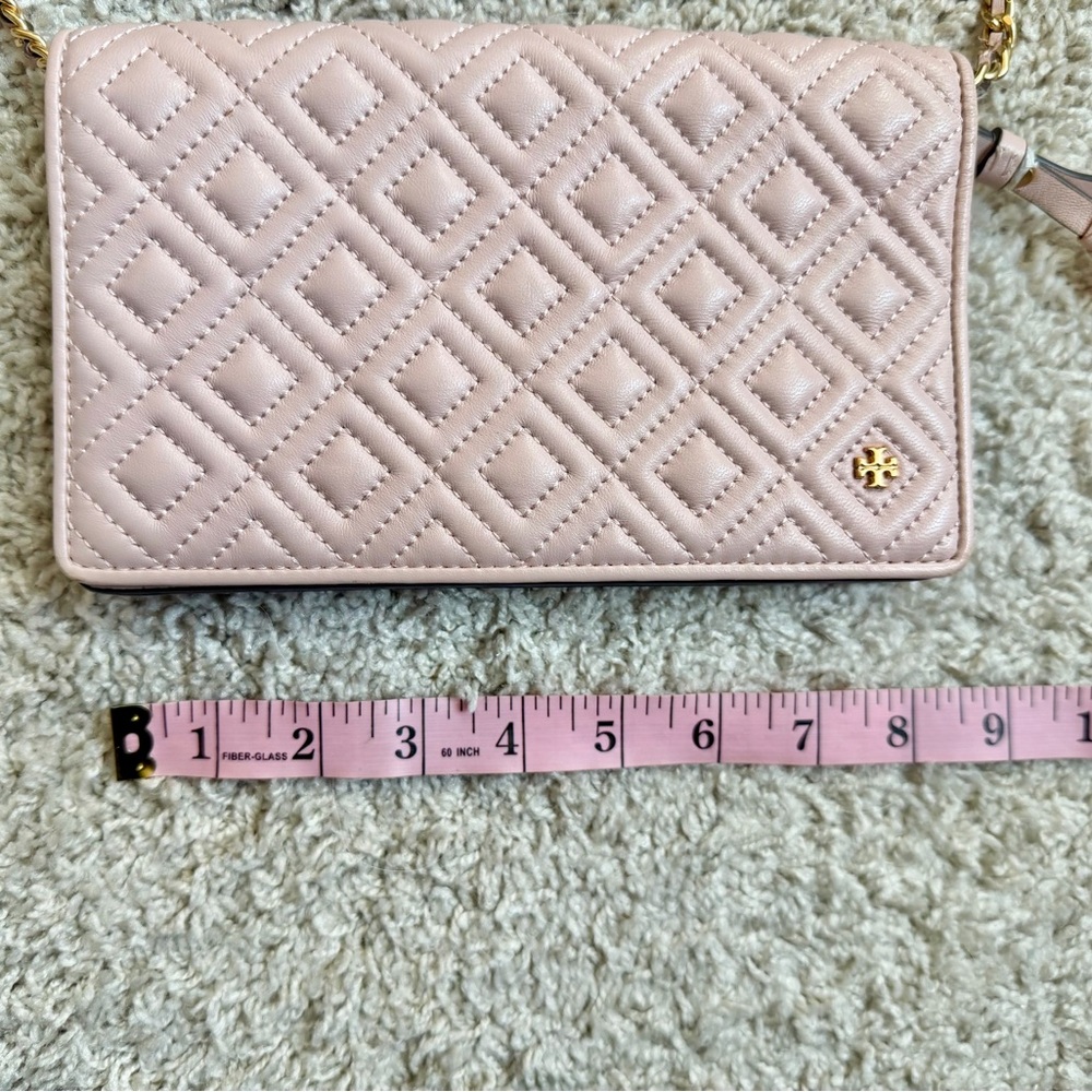 Tory Burch Fleming Flat Wallet Crossbody Shell Pink - Picture 13 of 16